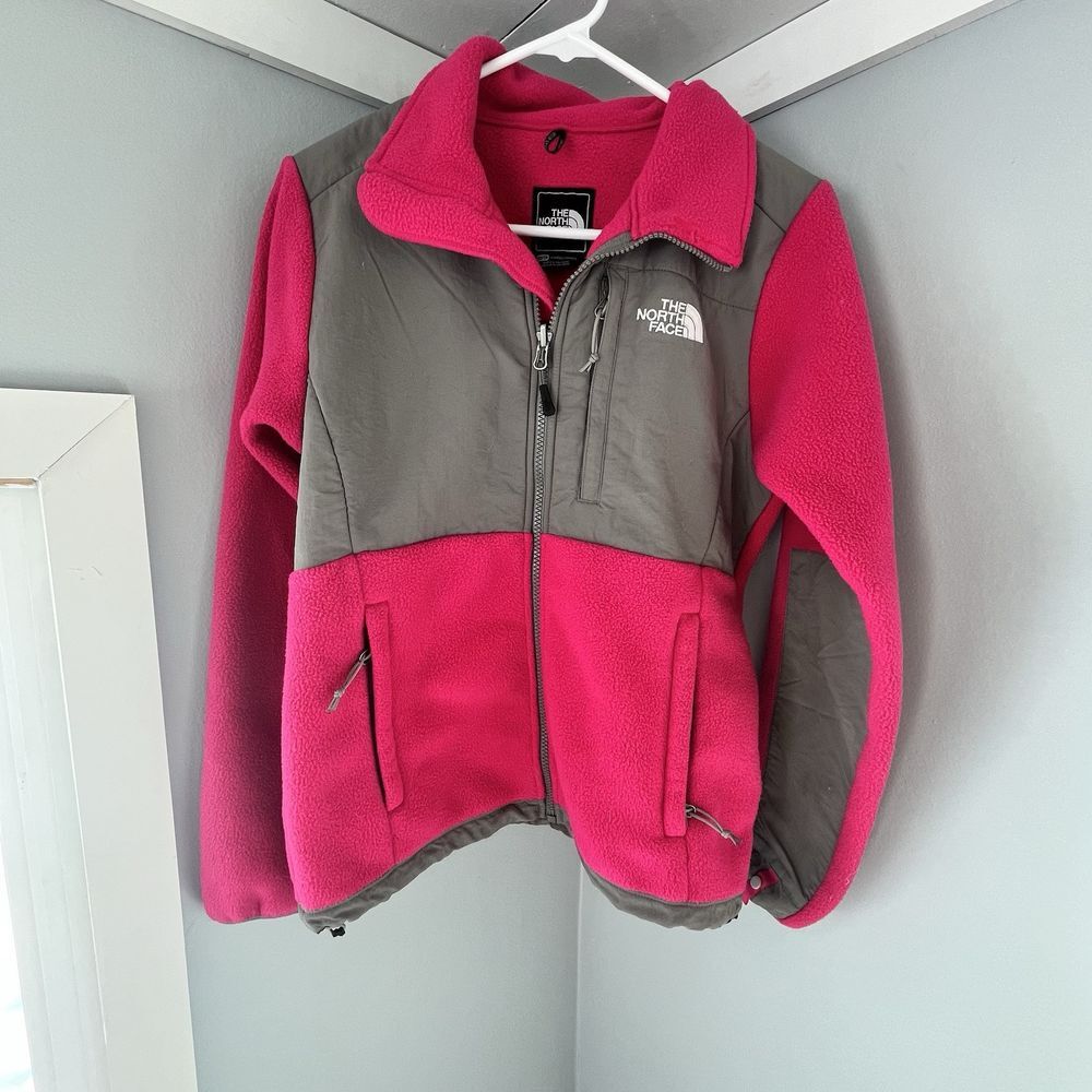 North Face Denali Jacket Womens XS Pink Gray Full Zip Fleece Polartec *Read Dscp